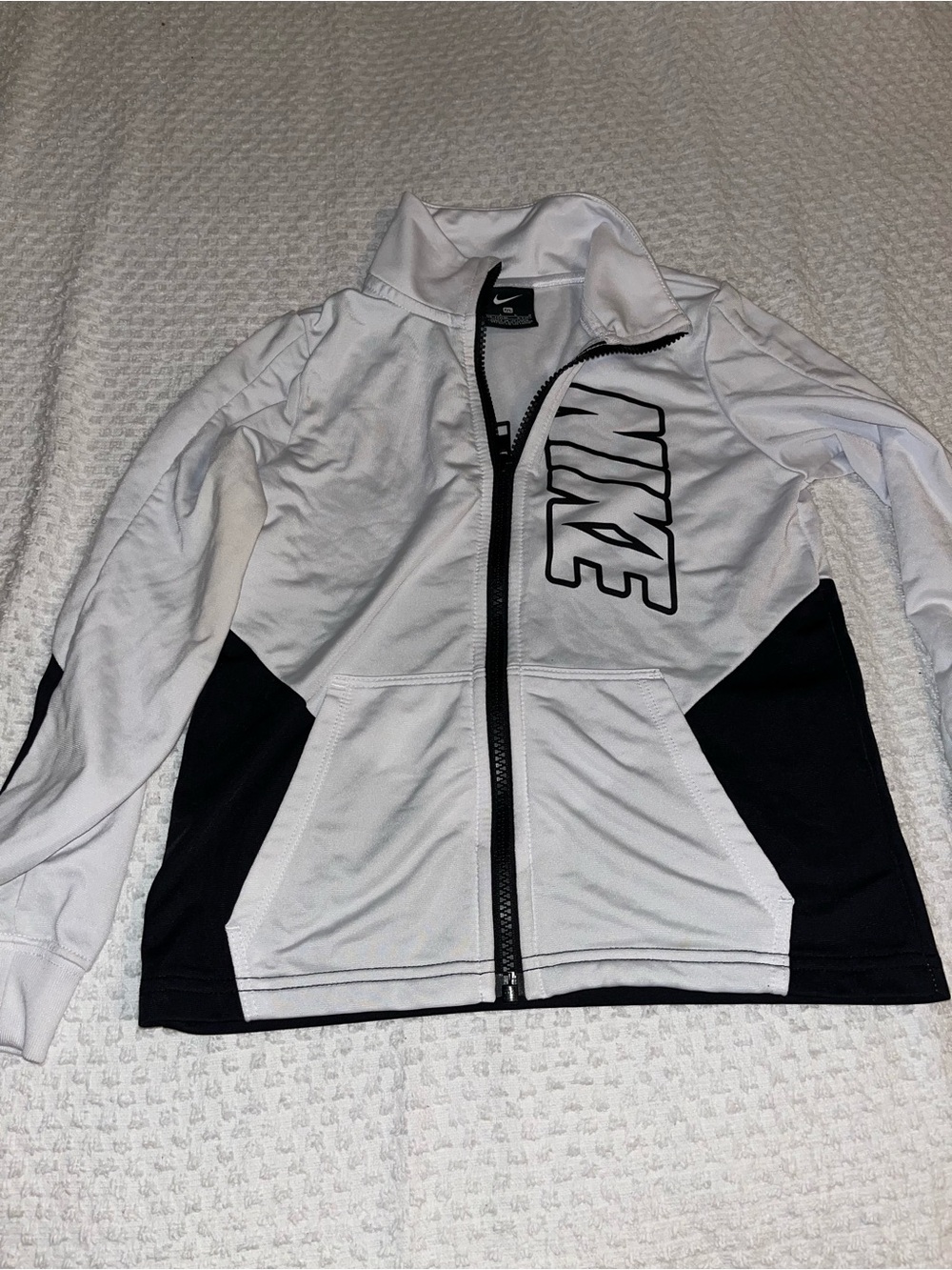 Nike White and Black Zip-Up Utility Jacket